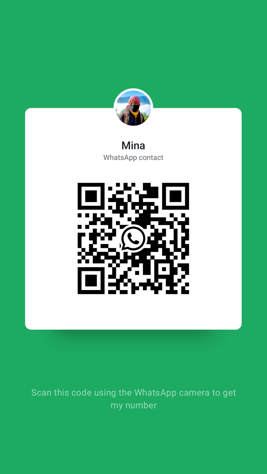 WhatsApp QR code for Mina Kumari Chaudhari. Scan to add her as a contact.